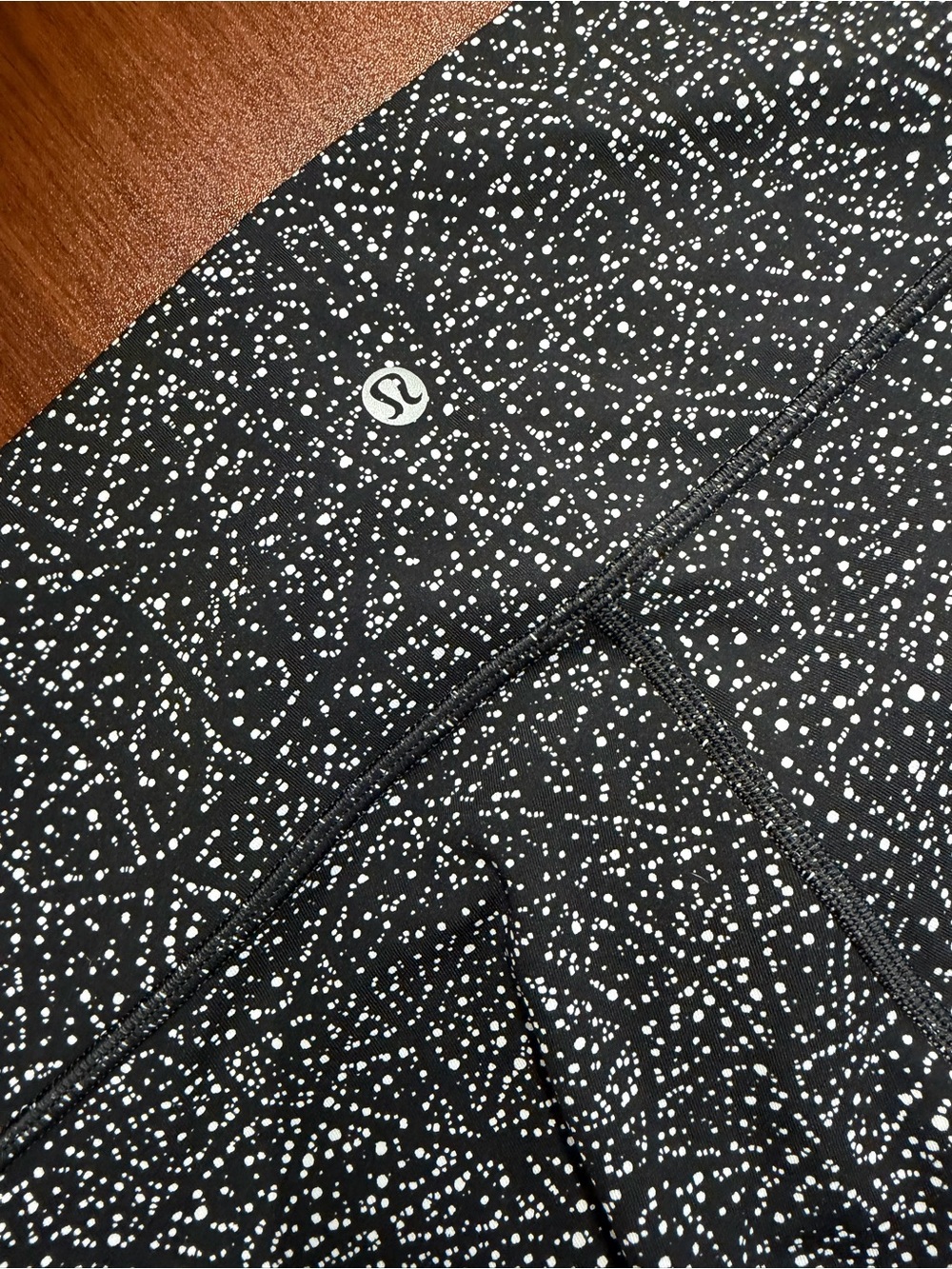 lululemon athletica Black Leggings with White Speckle Print